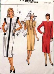 9320 Vogue Semi Fit Straight Panel Button Cap - Long Sleeve Dress Pattern 6-10 cut